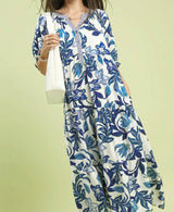 Alivia Navy Print Midi Dress