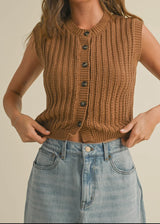 Brownie Button-Down Crochet Vest