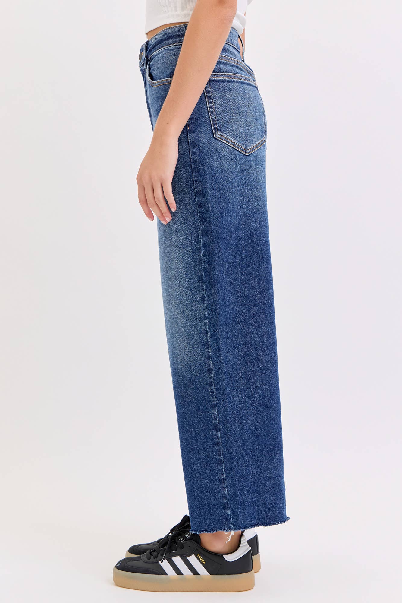 Lisa High Rise Crop Wide Leg with Raw Hem
