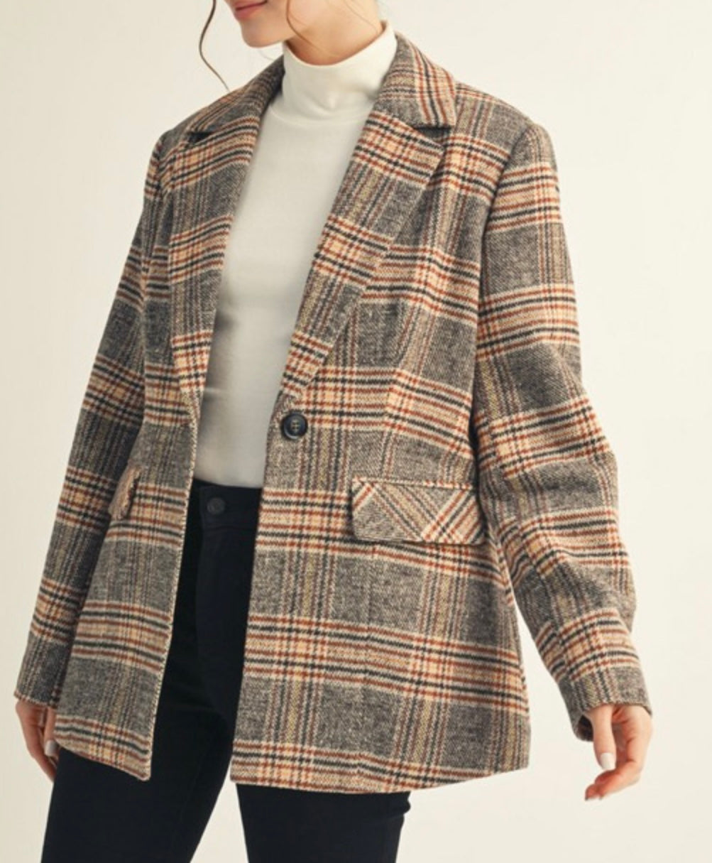 RayLee Brown Plaid Blazer