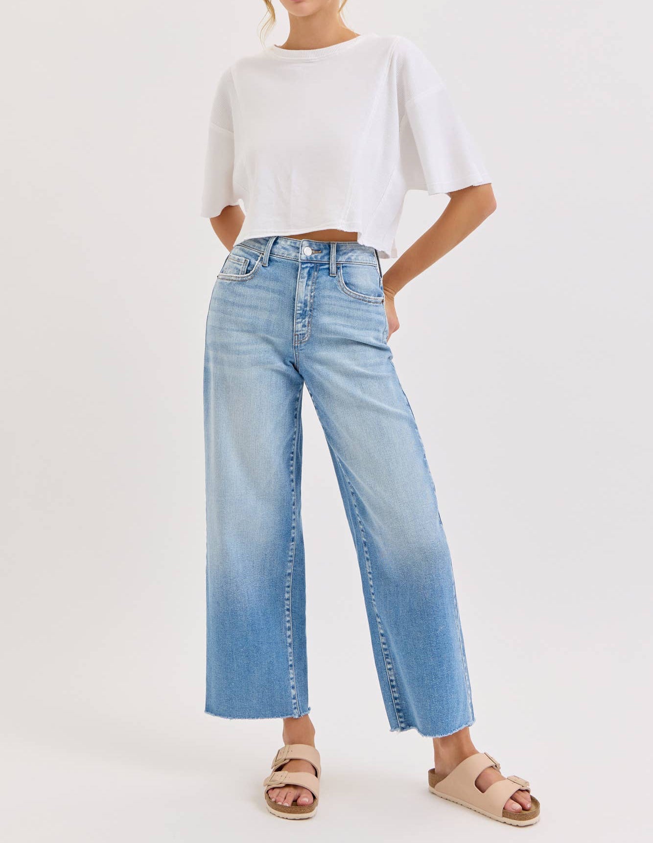 Kendall Crop Wide Leg with Raw Hem