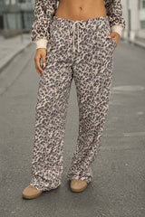 Leopard Drawstring Wide Leg Pant