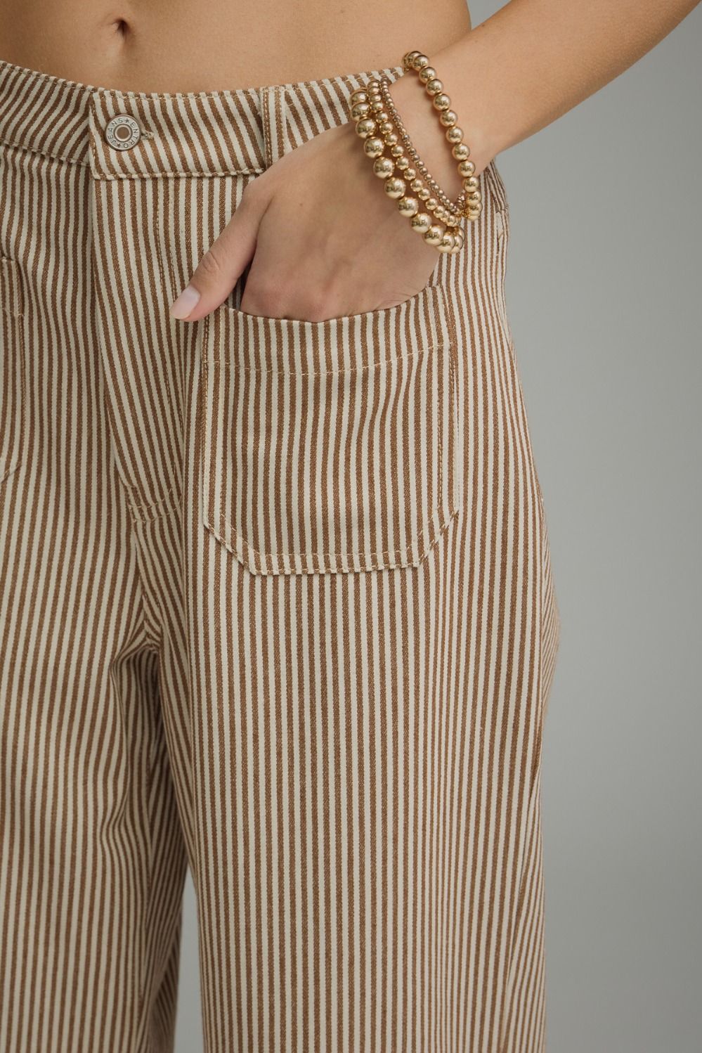 Dannie Brown Striped Cropped Pant