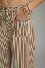 Dannie Brown Striped Cropped Pant