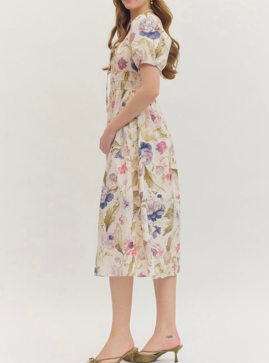 Grace Botanical Print Midi Dress