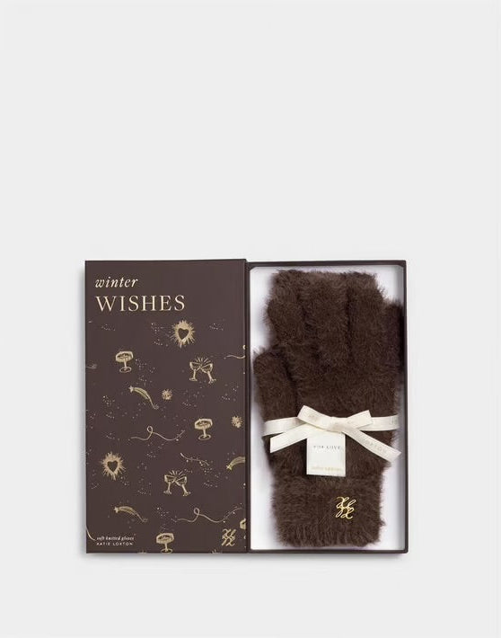 Katie Loxton Chocolate Knit Gloves- Boxed