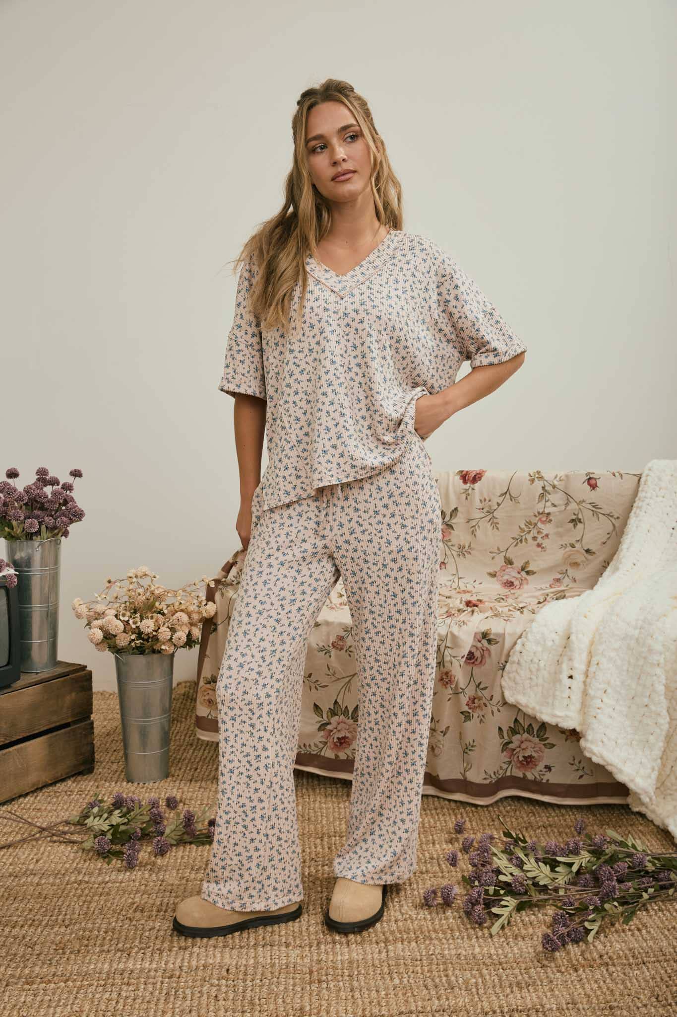 Ditsy Floral Ribbed Top