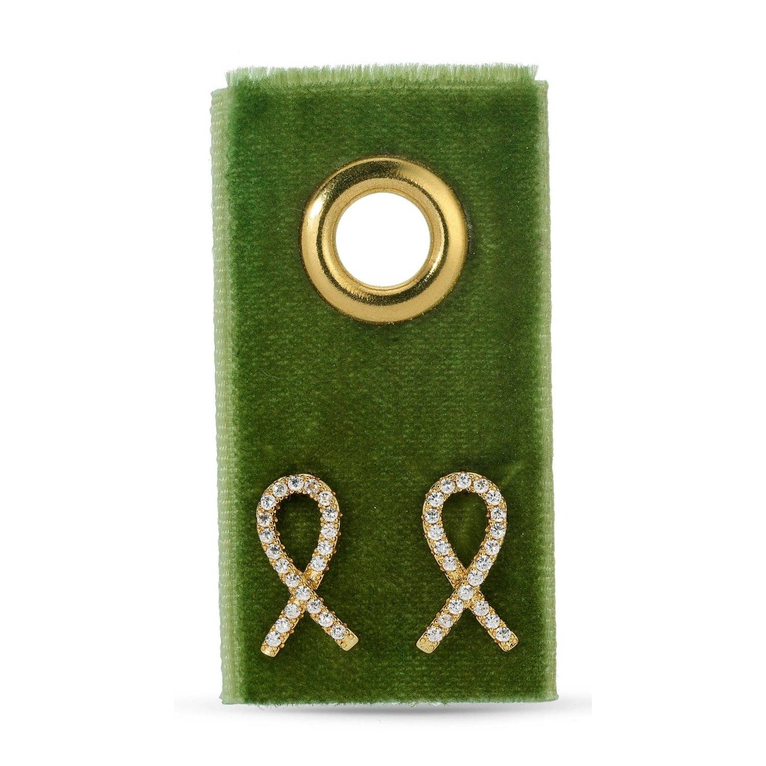 Gold Pave Ribbon Studs