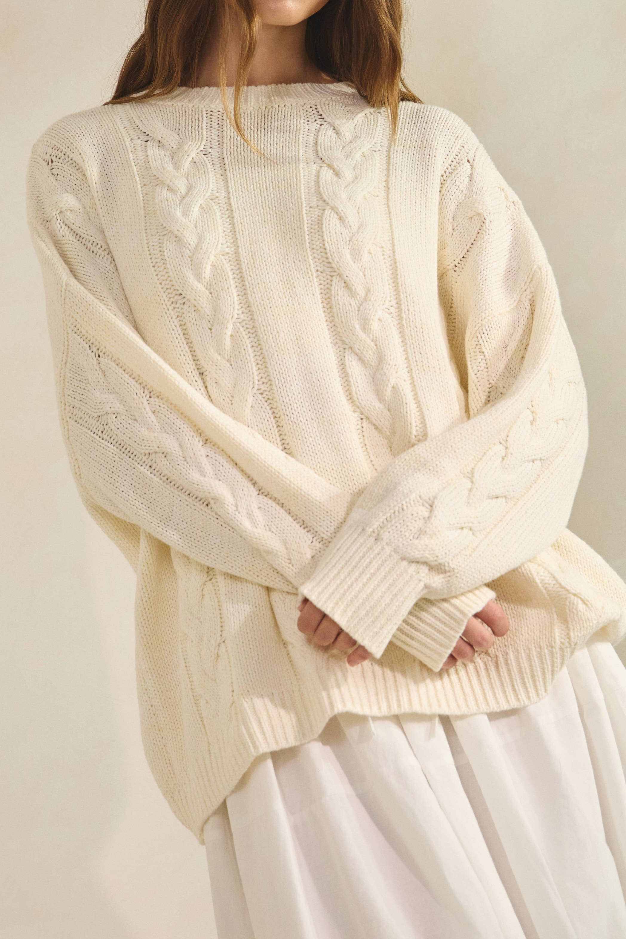 Coco Crème Cable Knit Sweater