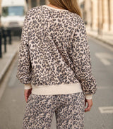 Leopard Boxy V Neck Top