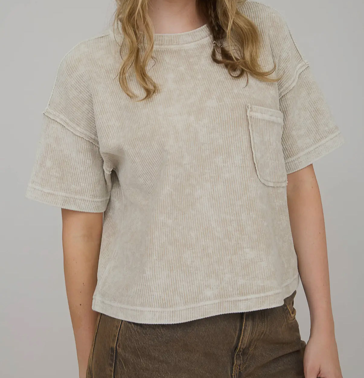 Melina Washed Ribbed Short Sleeve Tee