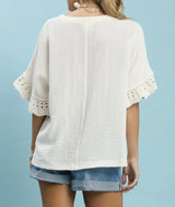 Olivia Crochet Trim Top