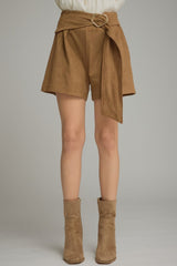 Molly Faux Suede Belted Shorts