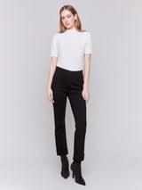 Black Rolled Cuff Pants W/ Pockets