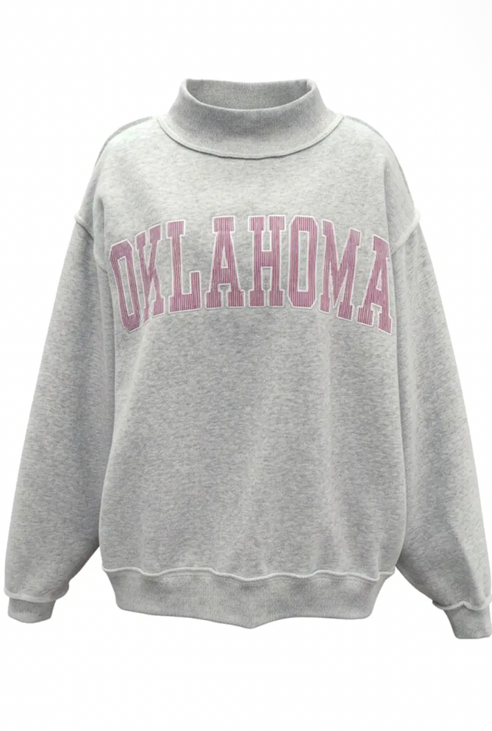 Oklahoma Crimson Mock Neck Top
