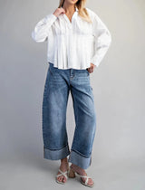 Carolyn Pleated Button Down Blouse