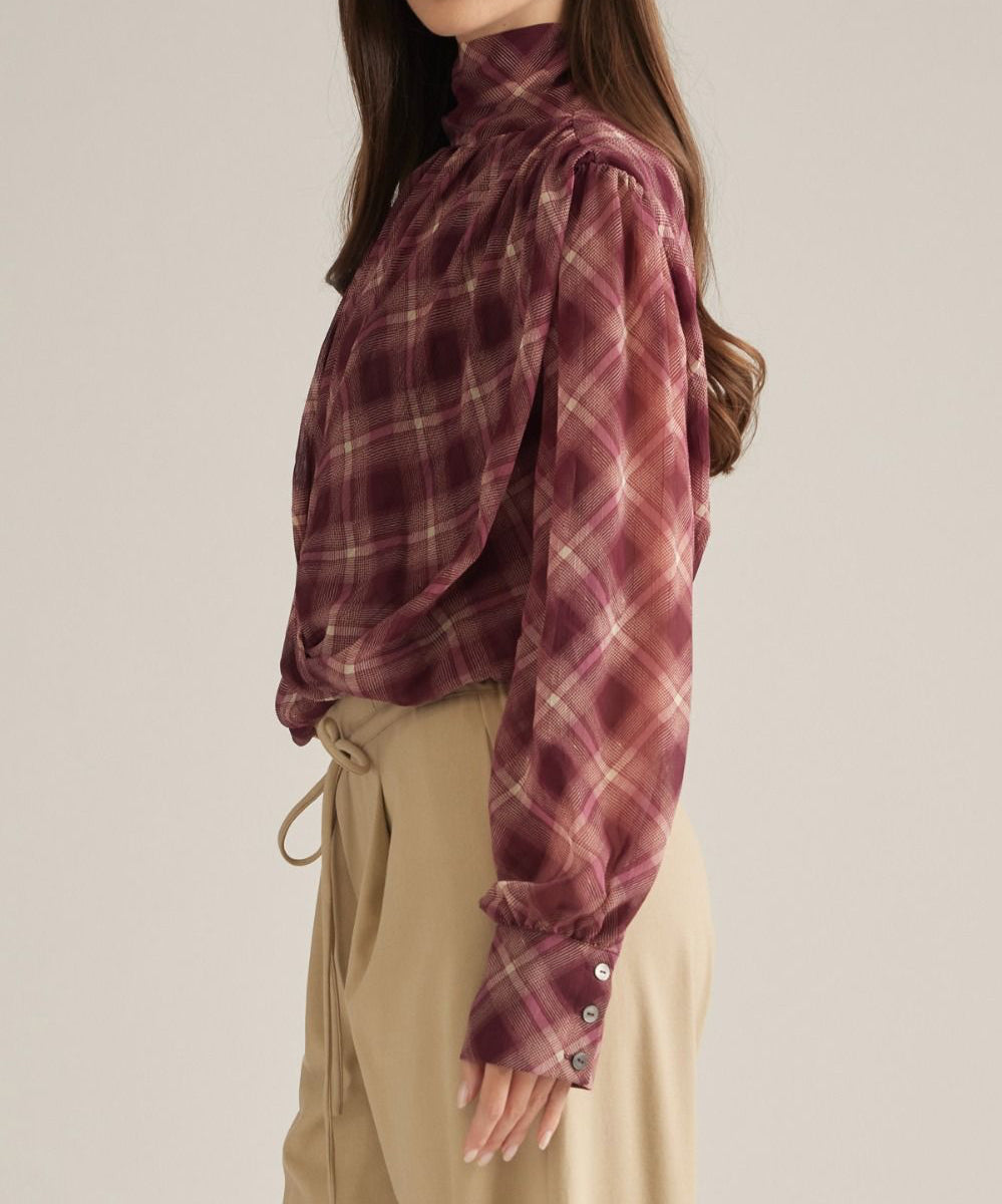 Amanda Merlot Plaid Top