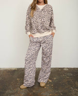 Leopard Drawstring Wide Leg Pant
