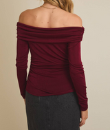 Burgundy Off Shoulder Top