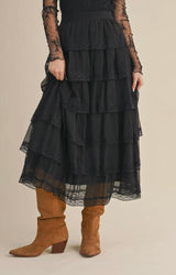 Lyric Chiffon Lace Midi Skirt