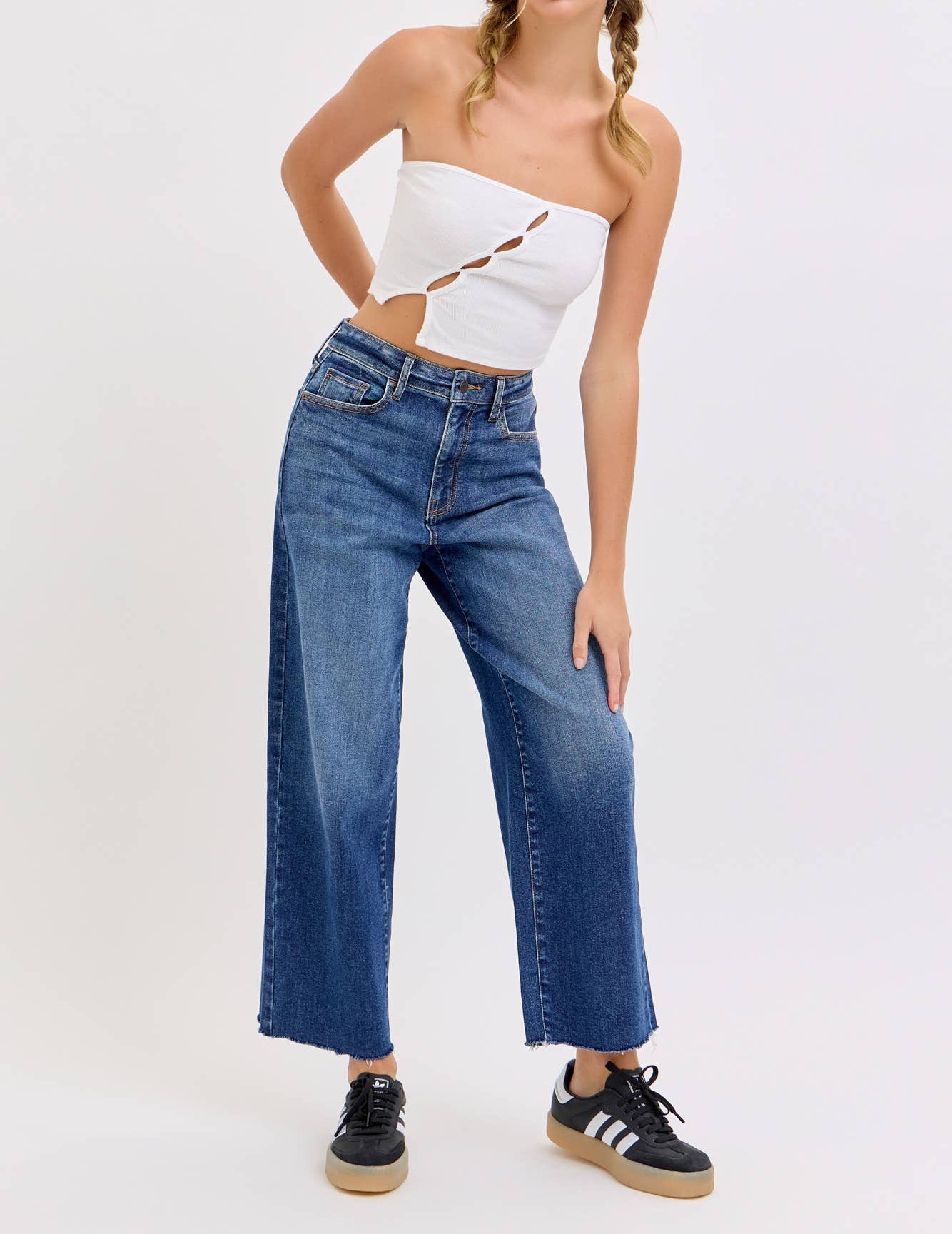 Lisa High Rise Crop Wide Leg with Raw Hem