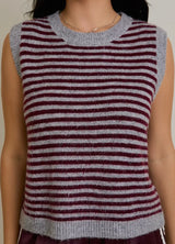Merlot And Gray Striped Sweater Vest