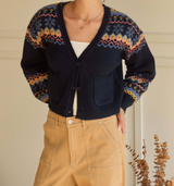 Sarah Navy Multi Knit Cardigan