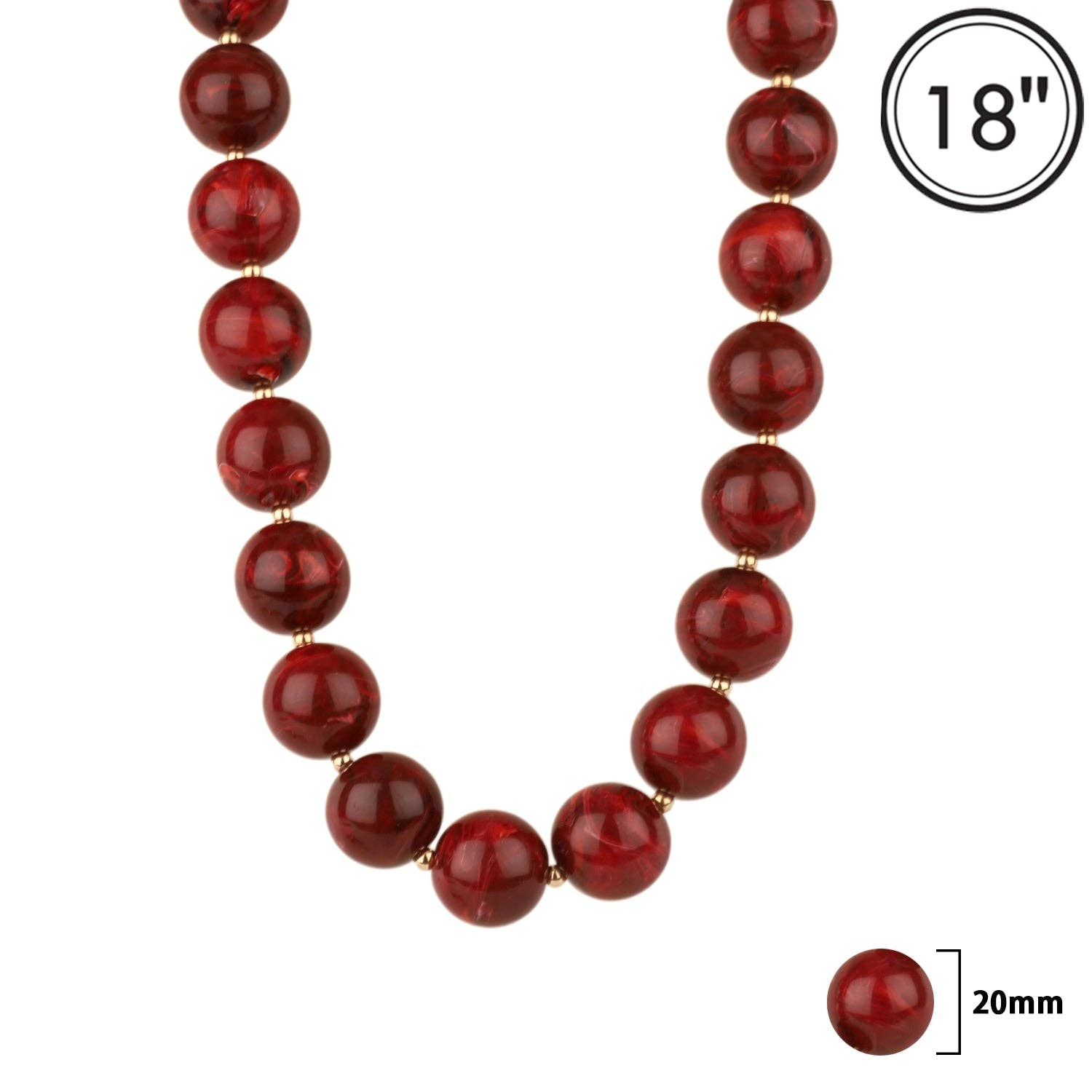 Nori Maroon 20MM Beaded 18" Necklace