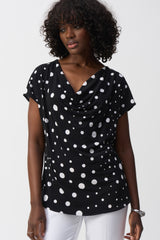 JR Silky Polka Dot Print Short Sleeve Blouse