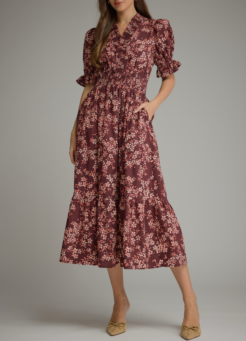 Willow Burgundy Floral Dress