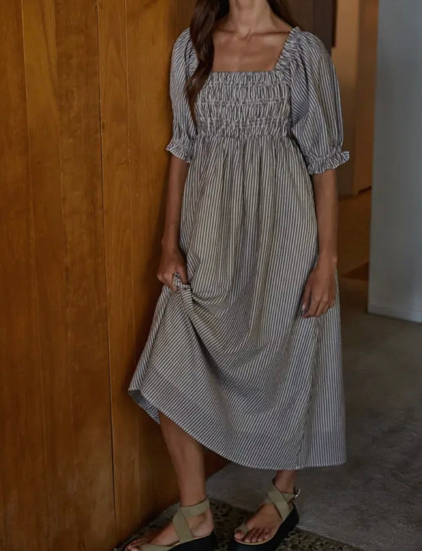 Baylee Linen Stripe Midi Dress