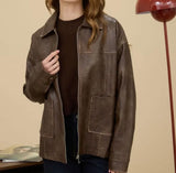 Dustee Washed Faux Leather Jacket