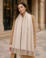 Mary Luxe Faux Mink Feel Plush Winter Scarf with Fringe