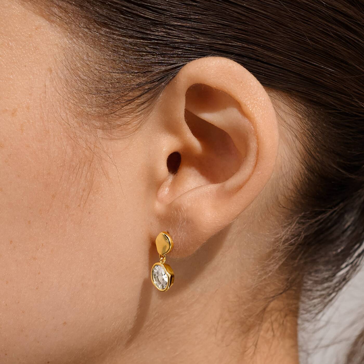A Littles & Co Molten Cubic Zirconia Stud Earrings In Gold-Tone Plating