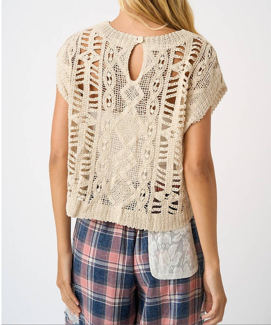 Zoee Crochet Short Sleeve Top
