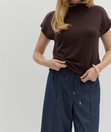 Cocoa Brown Mock Neck Top