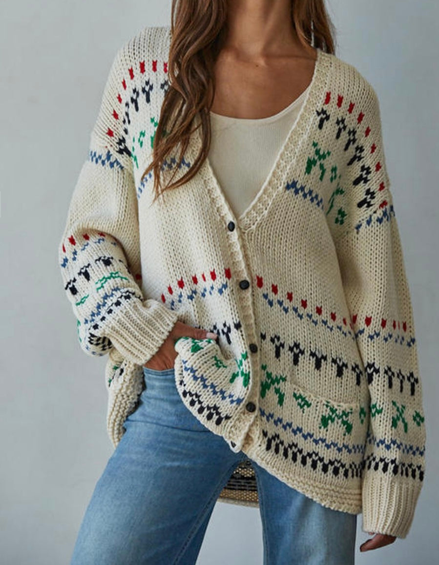 Grace Relaxed Print Cardigan