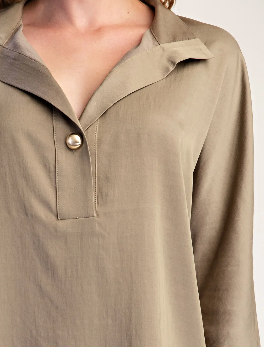 Tori Stand Neck Button Sleeve Shirt