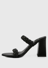 Mi Amor Braided Black Block Heels