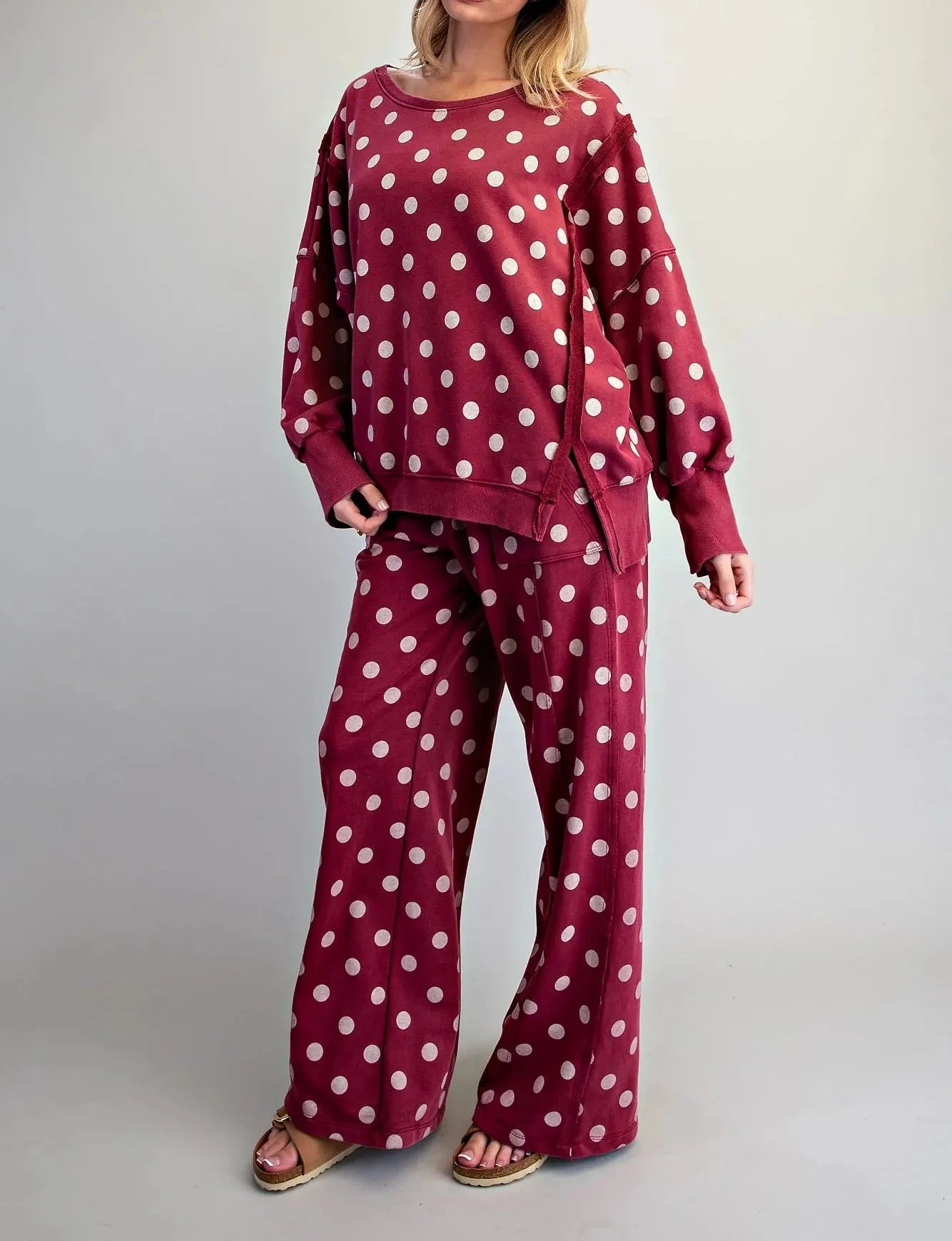Ginny Maroon Polka Dot Sweatshirt
