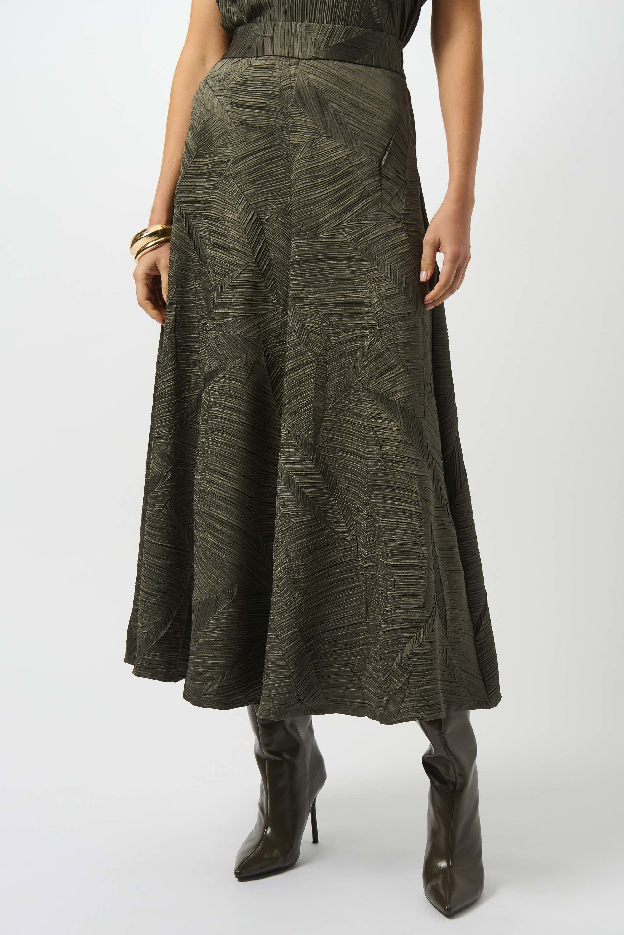 JR Pleated Satin Long Flare Skirt