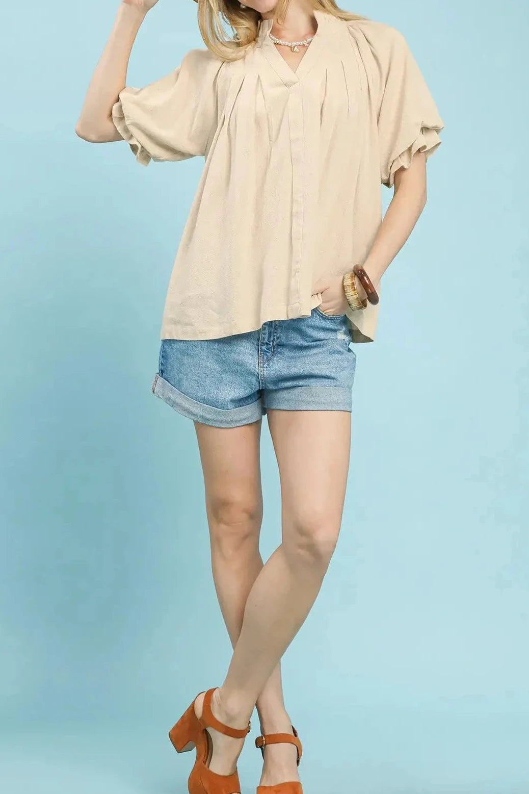 Kelli Oatmeal Linen Top