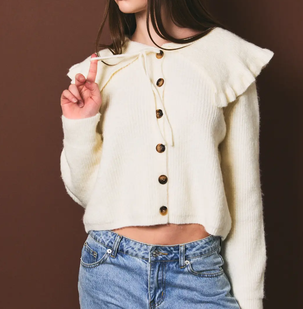 Clara Ruffle Front Tie Cardigan
