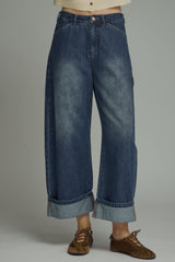 Evie Wide Leg Cuffed Hem Jeans