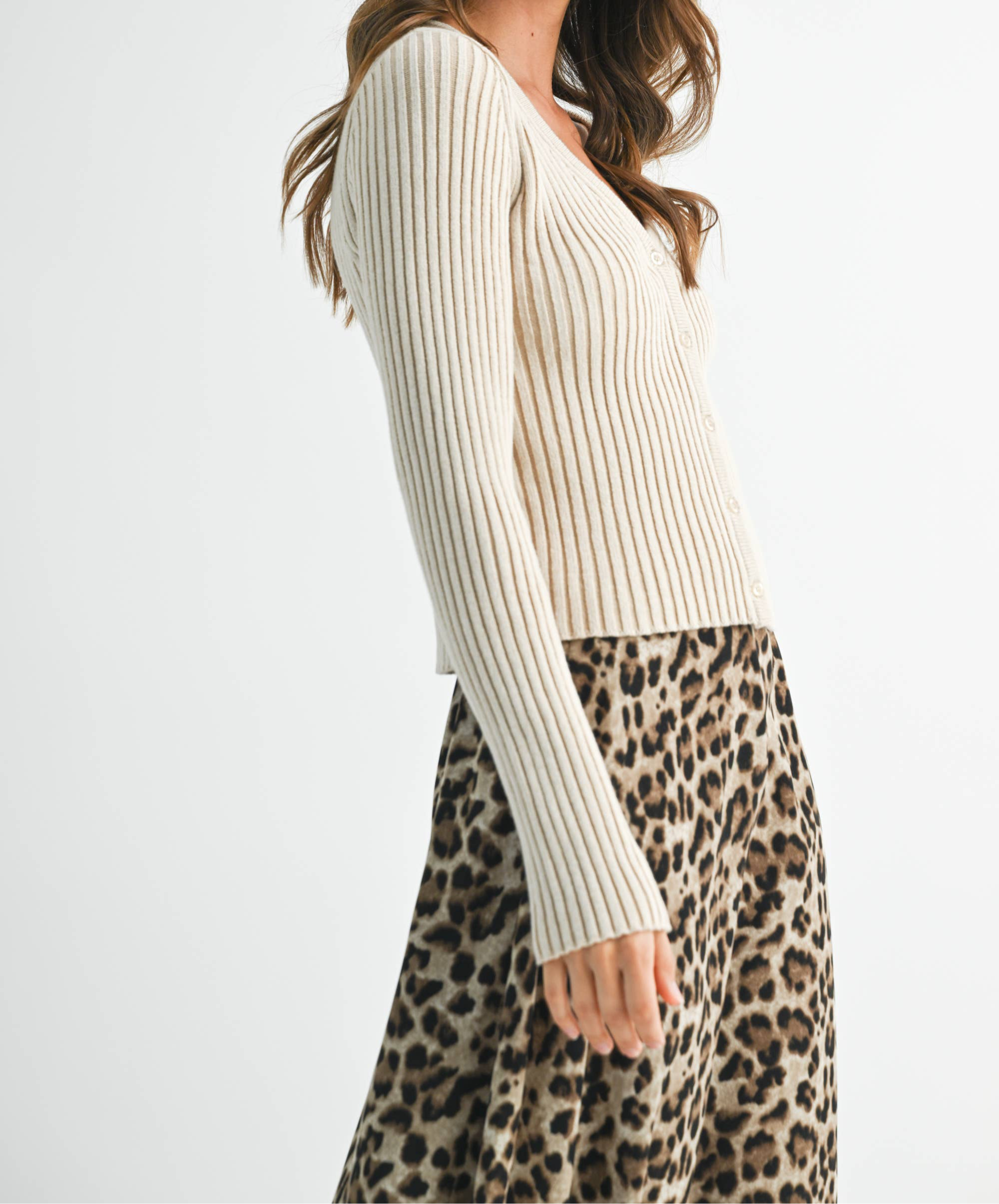 Katie Ribbed Button-Up Cardigan