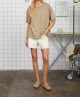 Molly Mocha Exposed Seam Tee