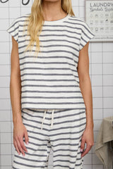 Stephanie Striped Short Sleeve Knit Top