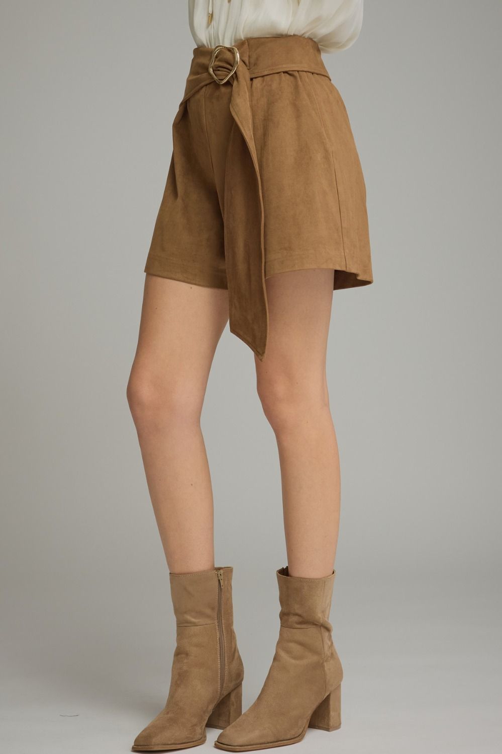 Molly Faux Suede Belted Shorts
