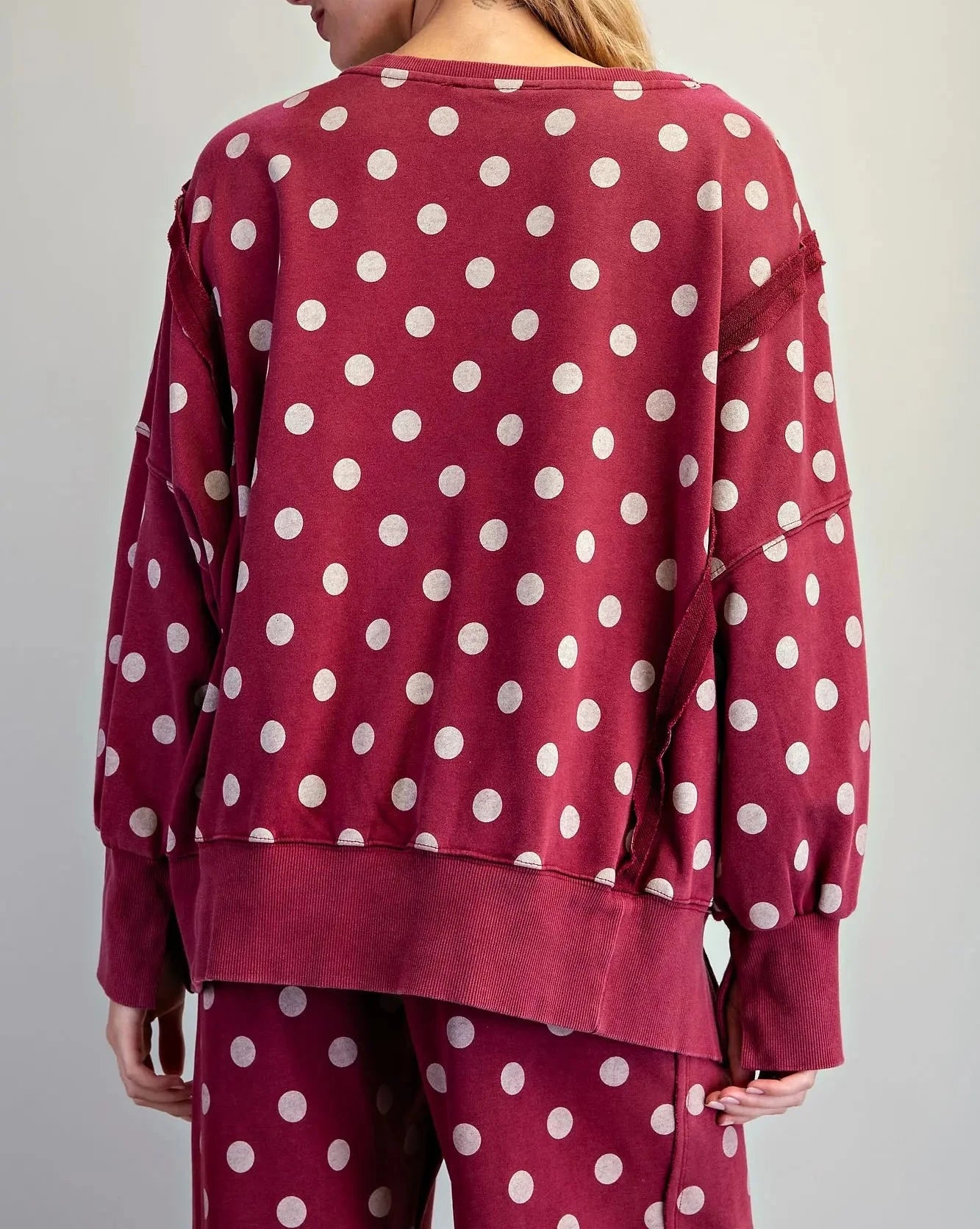 Ginny Maroon Polka Dot Sweatshirt