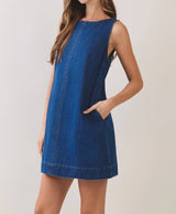Levie Denim Shift Mini Dress
